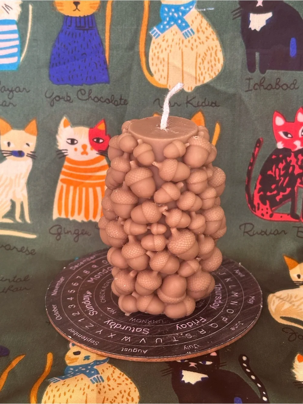 Acorn Pillar Candle – Earthy Taupe